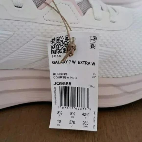Adidas Galaxy 7 Running Shoe - Color: White/Putty Mauve - Size: Women 10 Wide - Picture 11 of 11